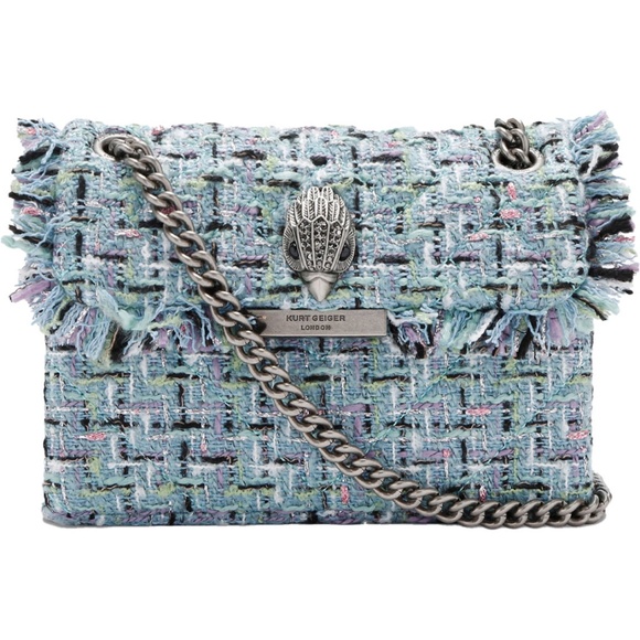 Kurt Geiger Handbags - KURT GEIGER Tweed Mini Kensington Bag, Pale Blue